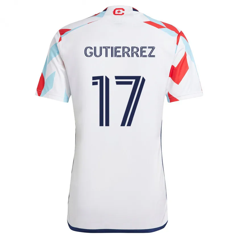 Danxen Kinder Brian Gutiérrez #17 Weiß Rot Blau Auswärtstrikot Trikot 2024/25 T-Shirt