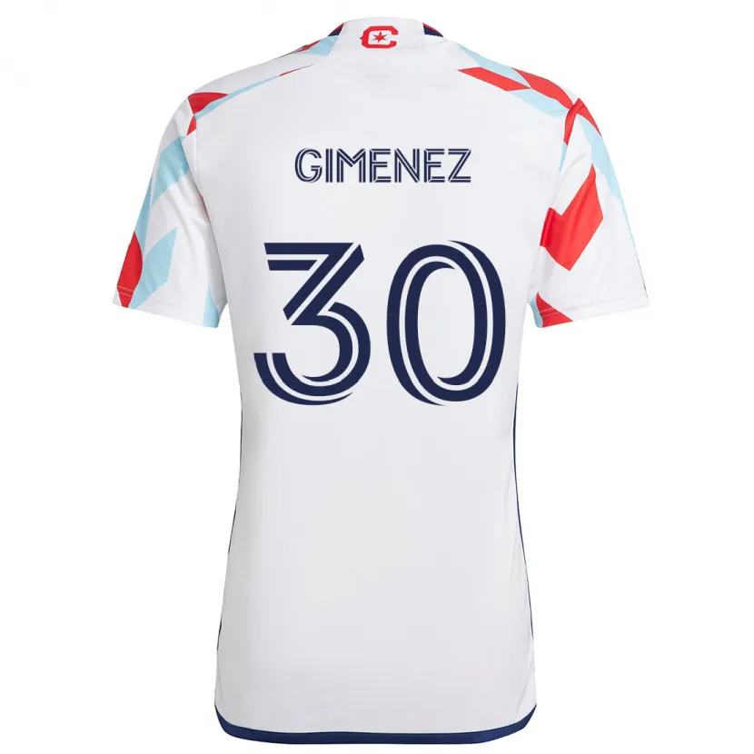 Danxen Kinder Gastón Giménez #30 Weiß Rot Blau Auswärtstrikot Trikot 2024/25 T-Shirt