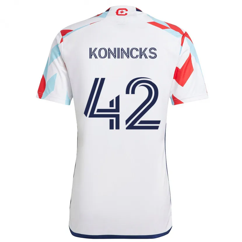 Danxen Kinder Diego Konincks #42 Weiß Rot Blau Auswärtstrikot Trikot 2024/25 T-Shirt