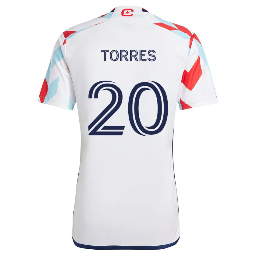 Danxen Kinder Jairo Torres #20 Weiß Rot Blau Auswärtstrikot Trikot 2024/25 T-Shirt