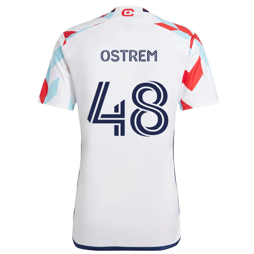 Danxen Kinder Charlie Ostrem #48 Weiß Rot Blau Auswärtstrikot Trikot 2024/25 T-Shirt