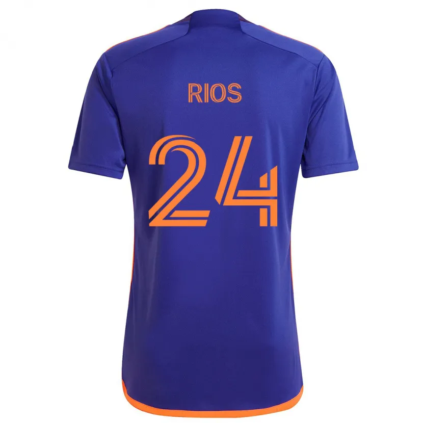 Danxen Kinder Paolo Ríos #24 Lila Orange Auswärtstrikot Trikot 2024/25 T-Shirt