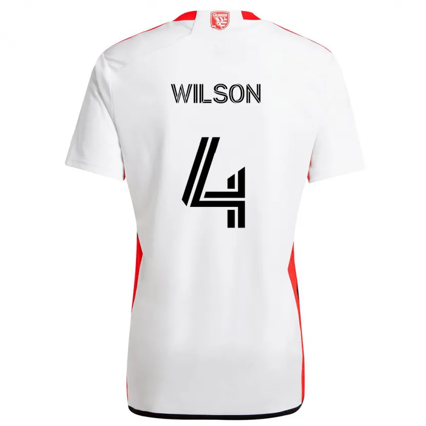 Danxen Kinder Bruno Wilson #4 Weiß Rot Auswärtstrikot Trikot 2024/25 T-Shirt