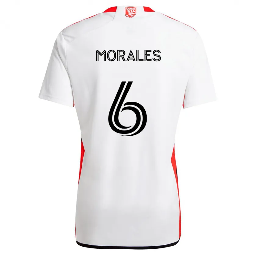 Danxen Kinder Alfredo Morales #6 Weiß Rot Auswärtstrikot Trikot 2024/25 T-Shirt