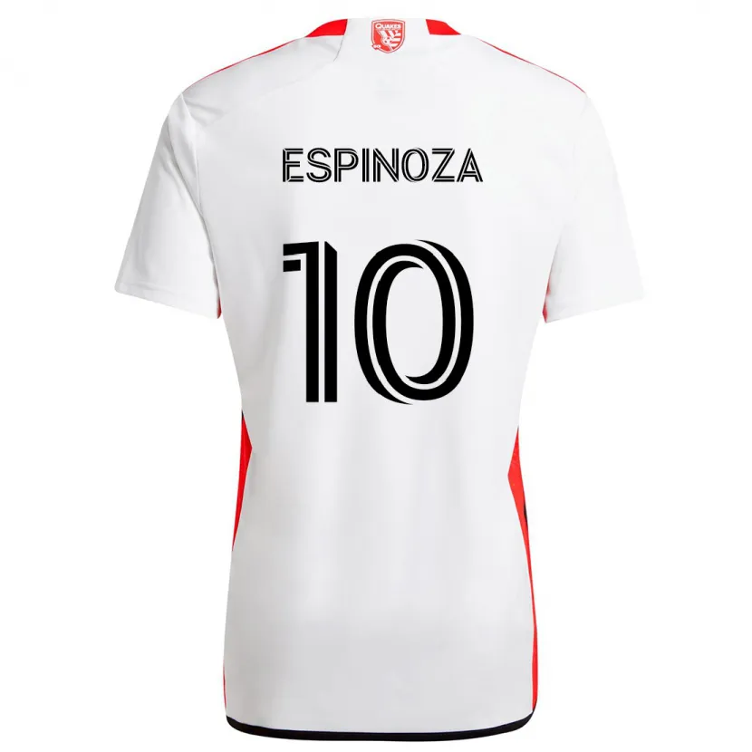 Danxen Kinder Cristian Espinoza #10 Weiß Rot Auswärtstrikot Trikot 2024/25 T-Shirt