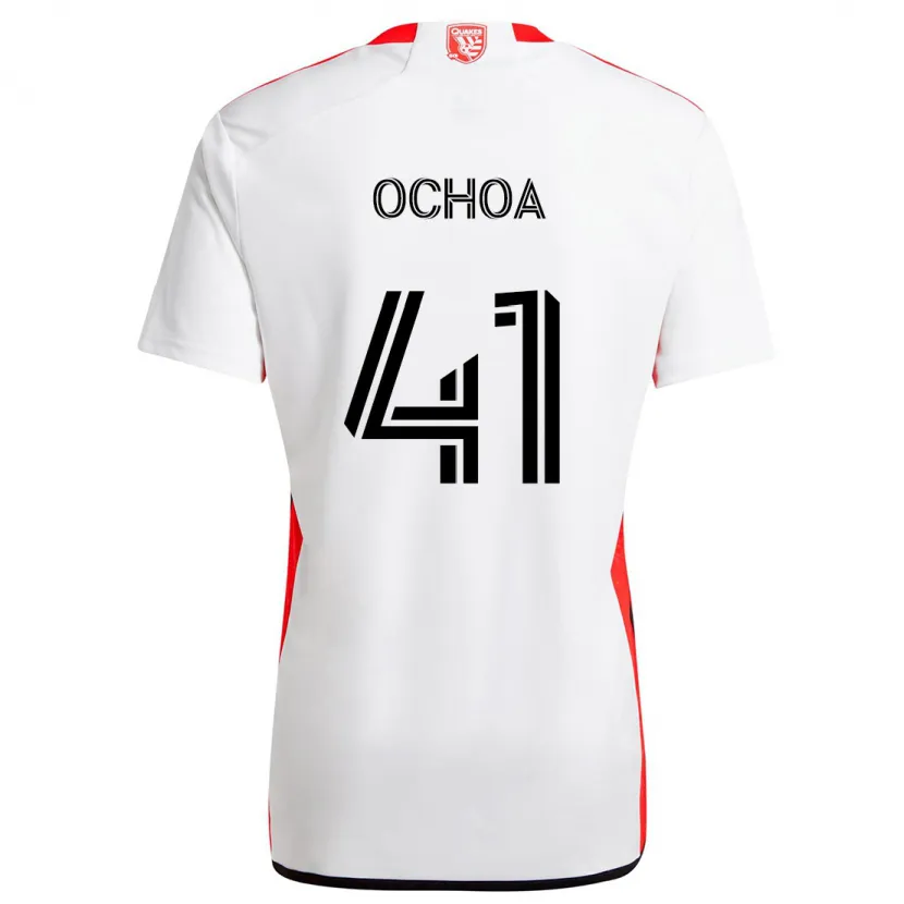 Danxen Kinder Emmanuel Ochoa #41 Weiß Rot Auswärtstrikot Trikot 2024/25 T-Shirt