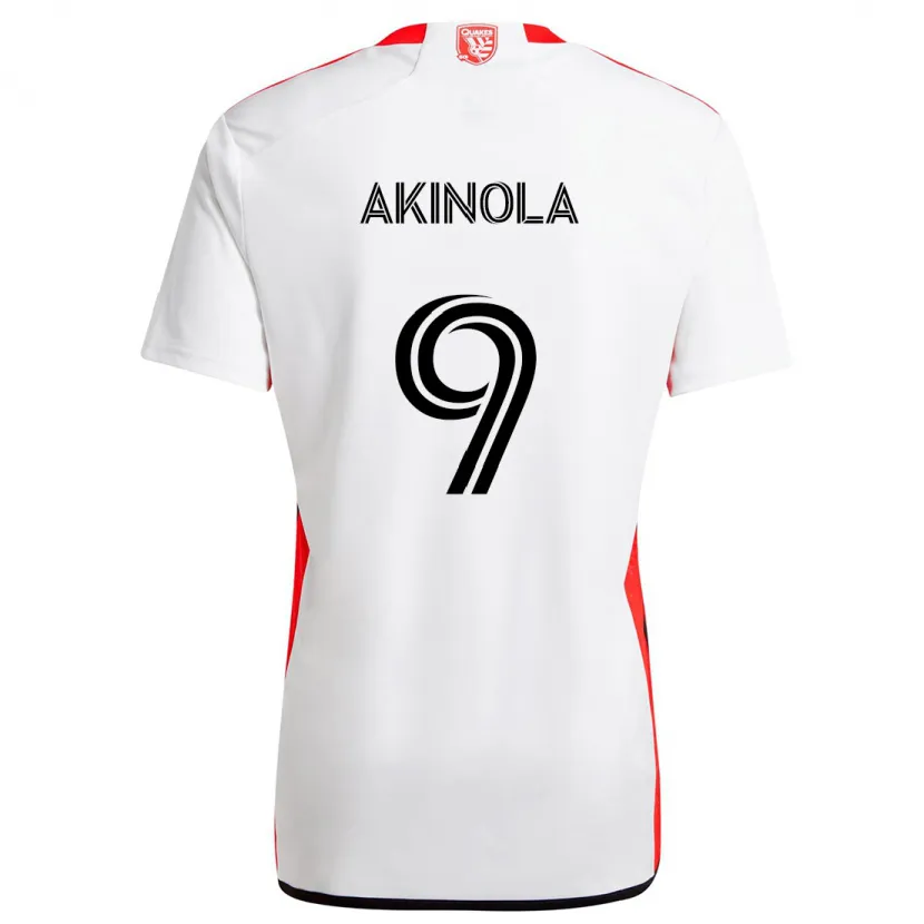 Danxen Kinder Ayo Akinola #9 Weiß Rot Auswärtstrikot Trikot 2024/25 T-Shirt