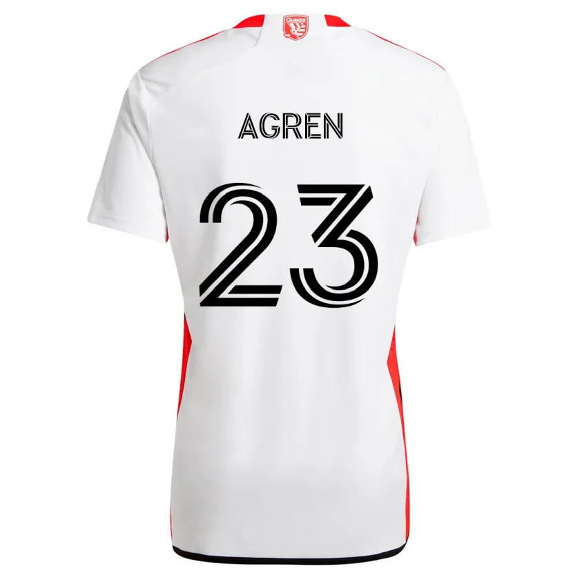 Danxen Kinder Oskar Agren #23 Weiß Rot Auswärtstrikot Trikot 2024/25 T-Shirt