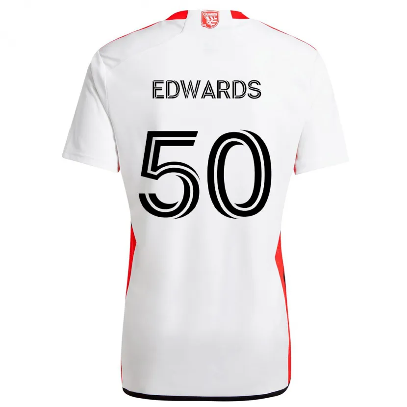 Danxen Kinder Aaron Edwards #50 Weiß Rot Auswärtstrikot Trikot 2024/25 T-Shirt