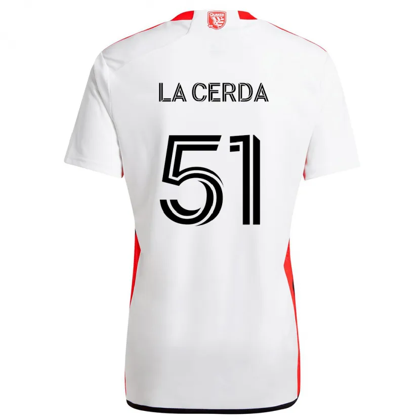 Danxen Kinder Eric De La Cerda #51 Weiß Rot Auswärtstrikot Trikot 2024/25 T-Shirt