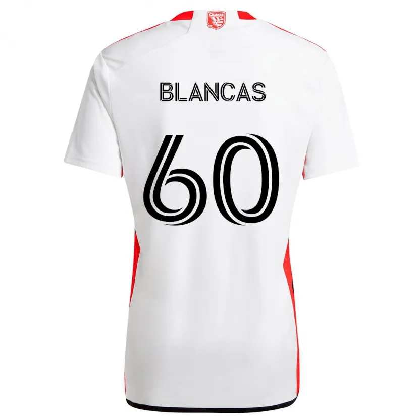 Danxen Kinder Eduardo Blancas #60 Weiß Rot Auswärtstrikot Trikot 2024/25 T-Shirt