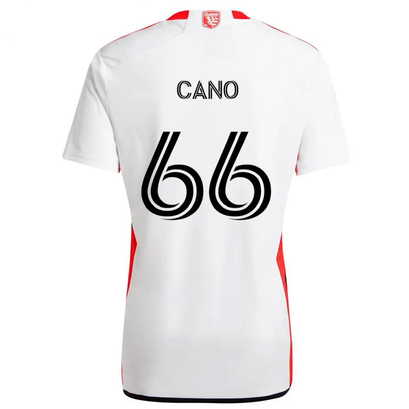 Danxen Kinder Alejandro Cano #66 Weiß Rot Auswärtstrikot Trikot 2024/25 T-Shirt