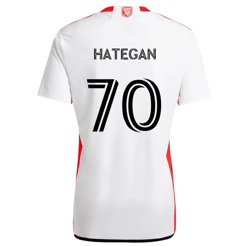 Danxen Kinder Roberto Hategan #70 Weiß Rot Auswärtstrikot Trikot 2024/25 T-Shirt