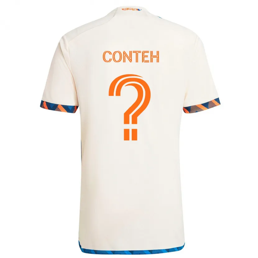 Danxen Kinder Haroun Conteh #0 Weiß Orange Auswärtstrikot Trikot 2024/25 T-Shirt