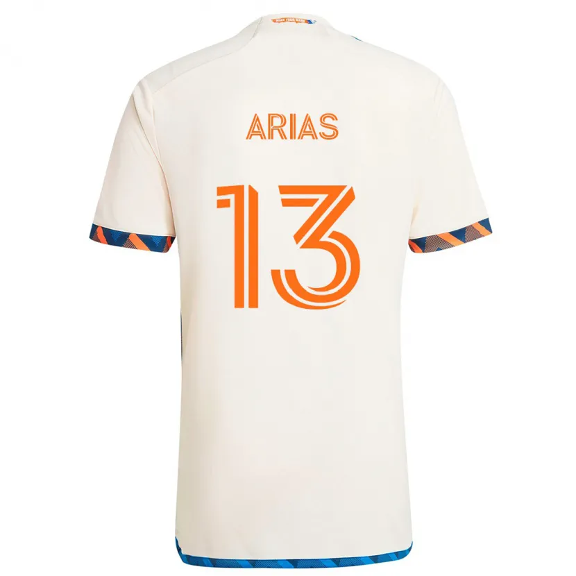 Danxen Kinder Santiago Arias #13 Weiß Orange Auswärtstrikot Trikot 2024/25 T-Shirt