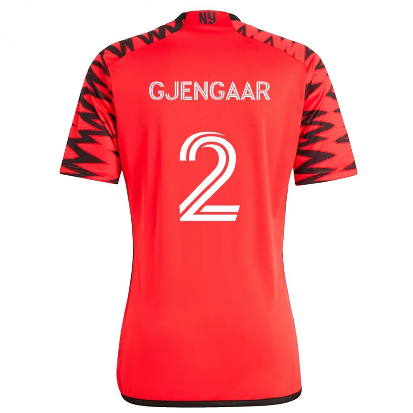 Danxen Kinder Dennis Gjengaar #2 Rot Schwarz Weiß Auswärtstrikot Trikot 2024/25 T-Shirt