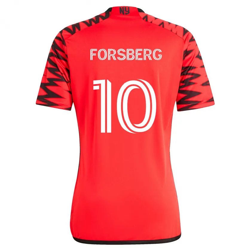 Danxen Kinder Emil Forsberg #10 Rot Schwarz Weiß Auswärtstrikot Trikot 2024/25 T-Shirt