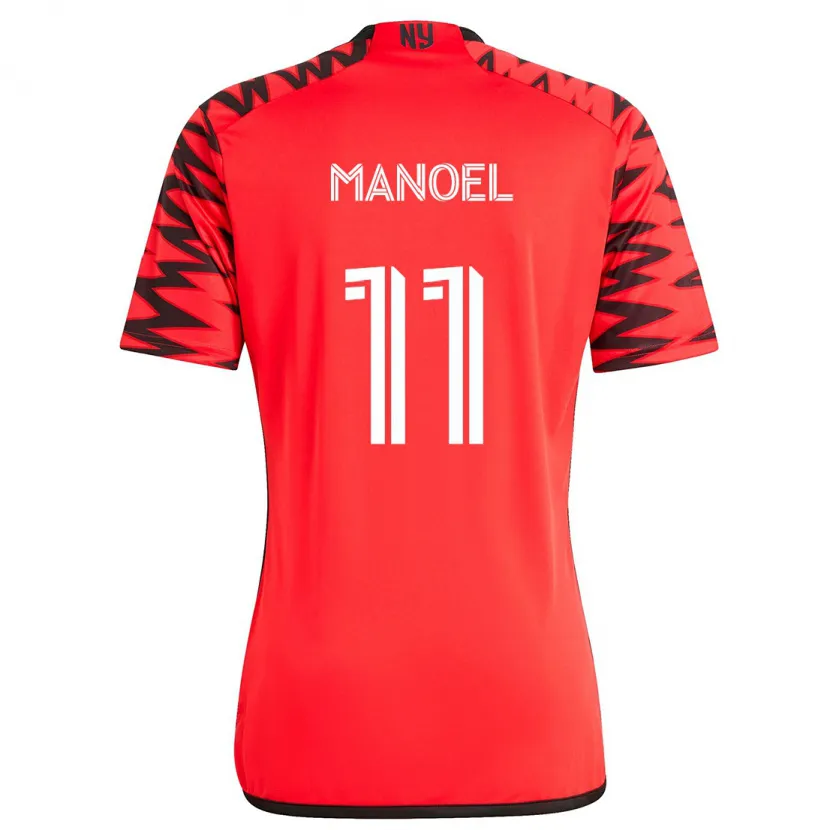 Danxen Kinder Elias Manoel #11 Rot Schwarz Weiß Auswärtstrikot Trikot 2024/25 T-Shirt