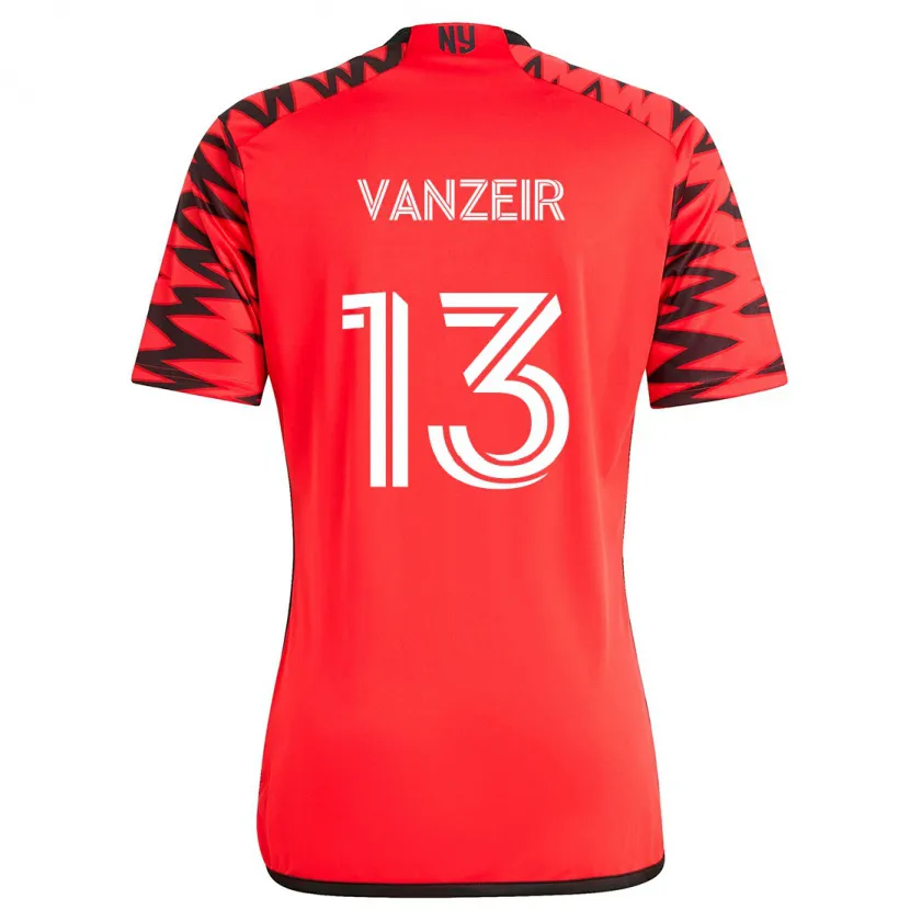 Danxen Kinder Dante Vanzeir #13 Rot Schwarz Weiß Auswärtstrikot Trikot 2024/25 T-Shirt