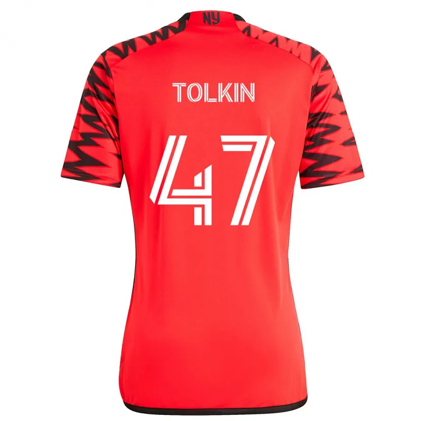 Danxen Kinder John Tolkin #47 Rot Schwarz Weiß Auswärtstrikot Trikot 2024/25 T-Shirt