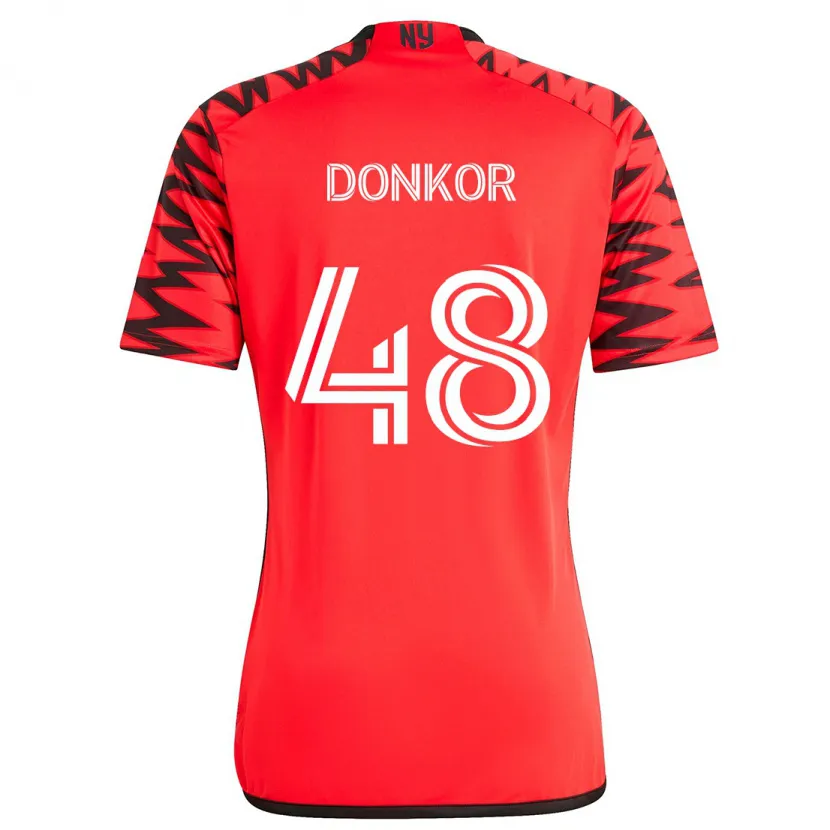 Danxen Kinder Ronald Donkor #48 Rot Schwarz Weiß Auswärtstrikot Trikot 2024/25 T-Shirt