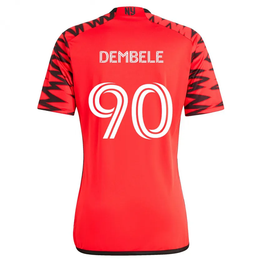 Danxen Kinder Malick Dembele #90 Rot Schwarz Weiß Auswärtstrikot Trikot 2024/25 T-Shirt