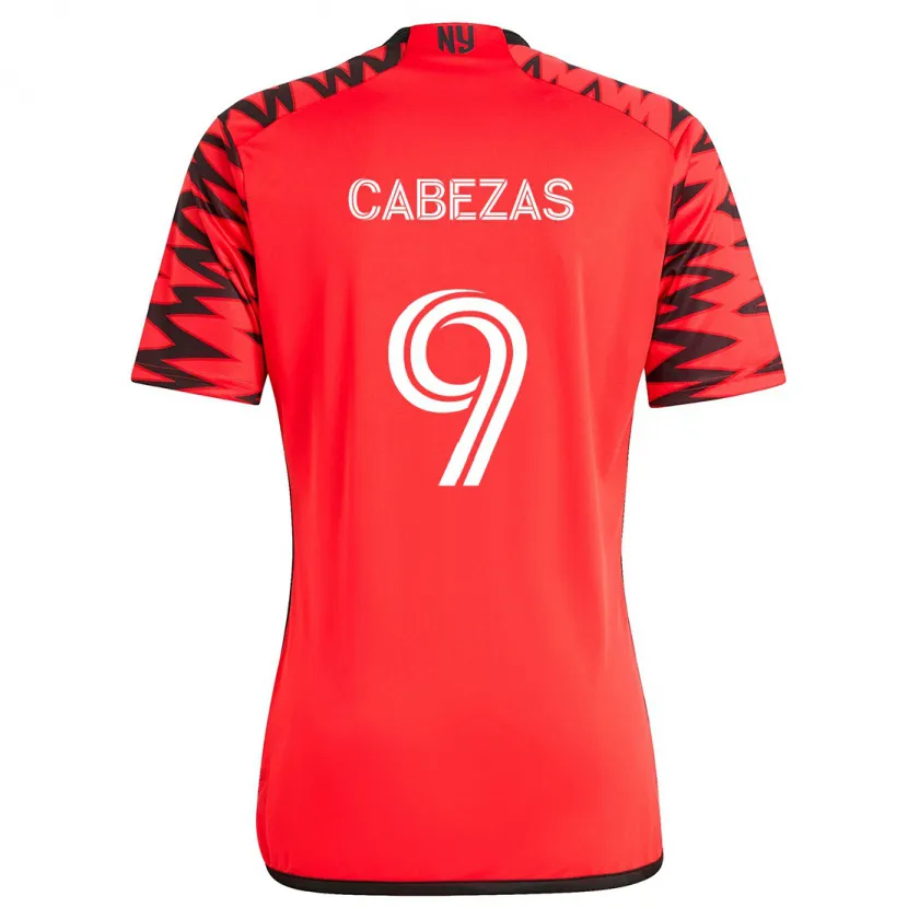 Danxen Kinder Jorge Cabezas #9 Rot Schwarz Weiß Auswärtstrikot Trikot 2024/25 T-Shirt