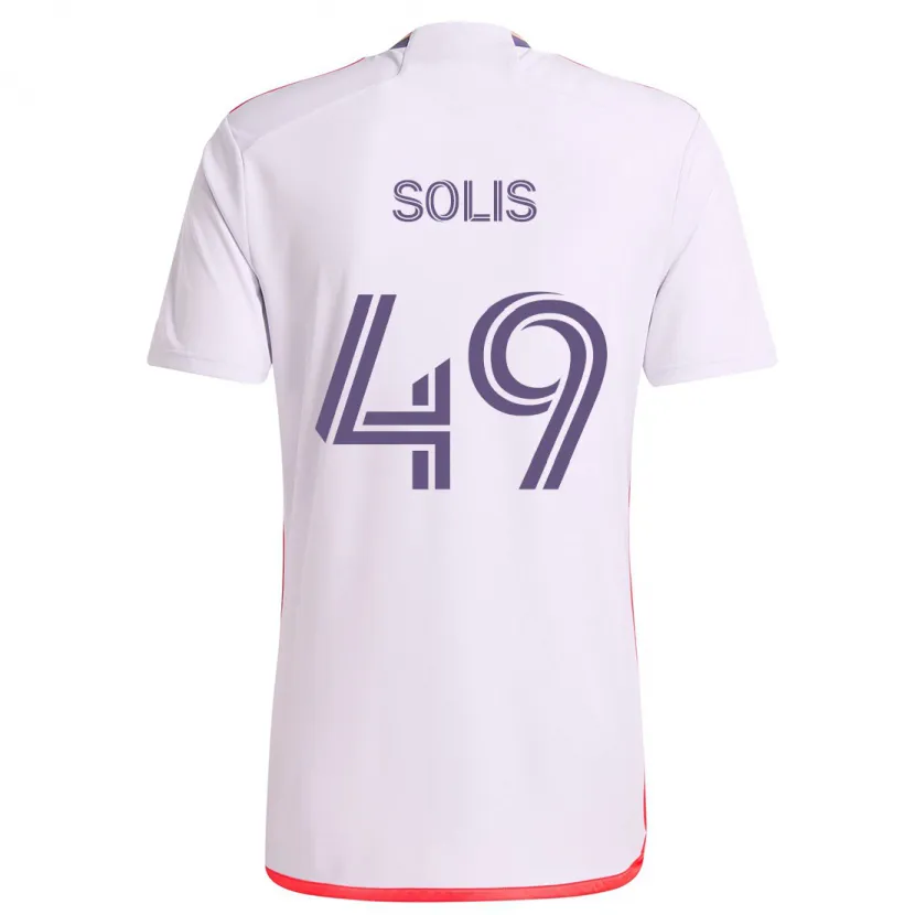 Danxen Kinder Jhon Solís #49 Weiß Rot Lila Auswärtstrikot Trikot 2024/25 T-Shirt