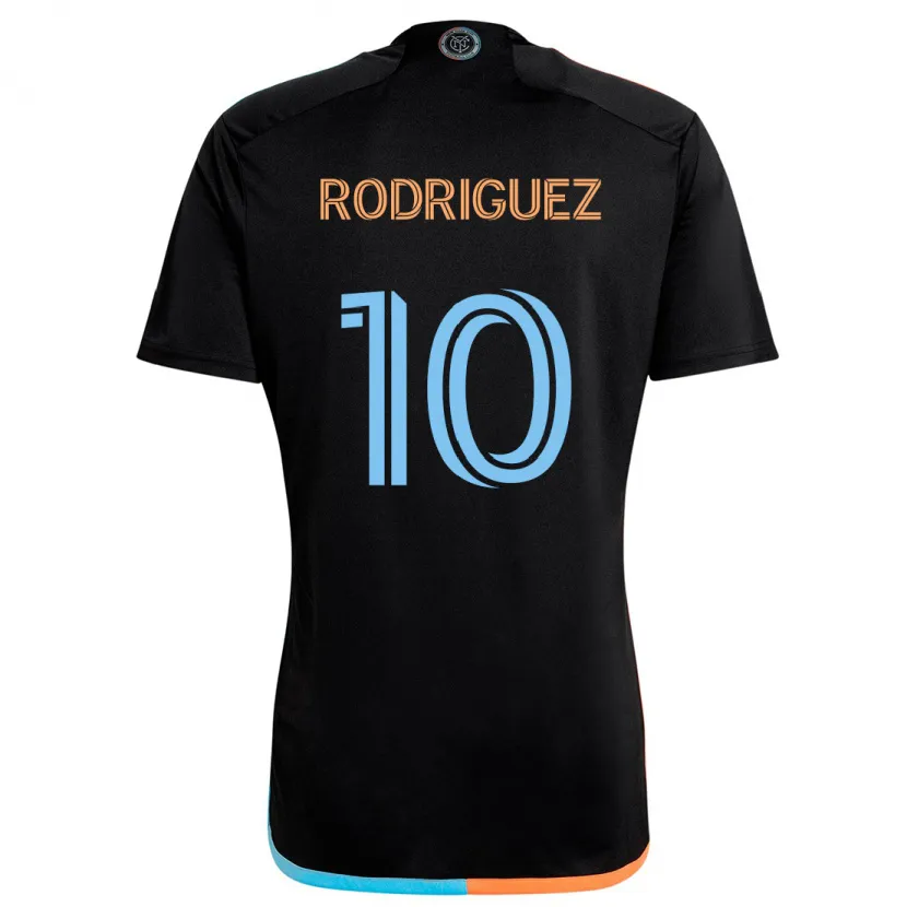 Danxen Kinder Santiago Rodríguez #10 Schwarz Orange Blau Auswärtstrikot Trikot 2024/25 T-Shirt