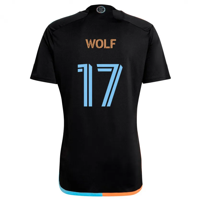 Danxen Kinder Hannes Wolf #17 Schwarz Orange Blau Auswärtstrikot Trikot 2024/25 T-Shirt