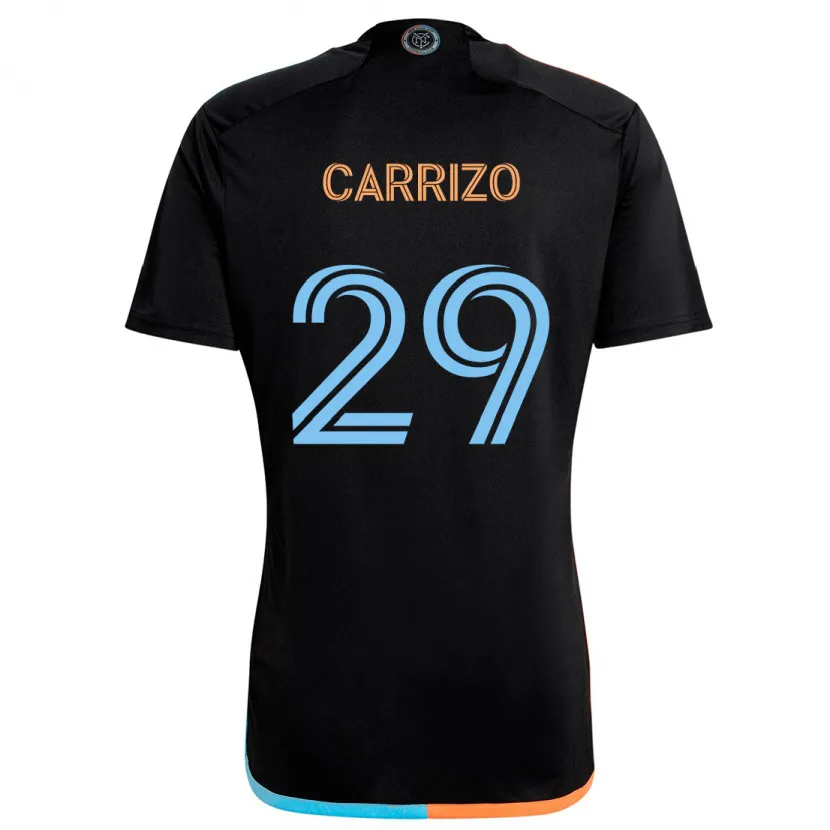 Danxen Kinder Máximo Carrizo #29 Schwarz Orange Blau Auswärtstrikot Trikot 2024/25 T-Shirt