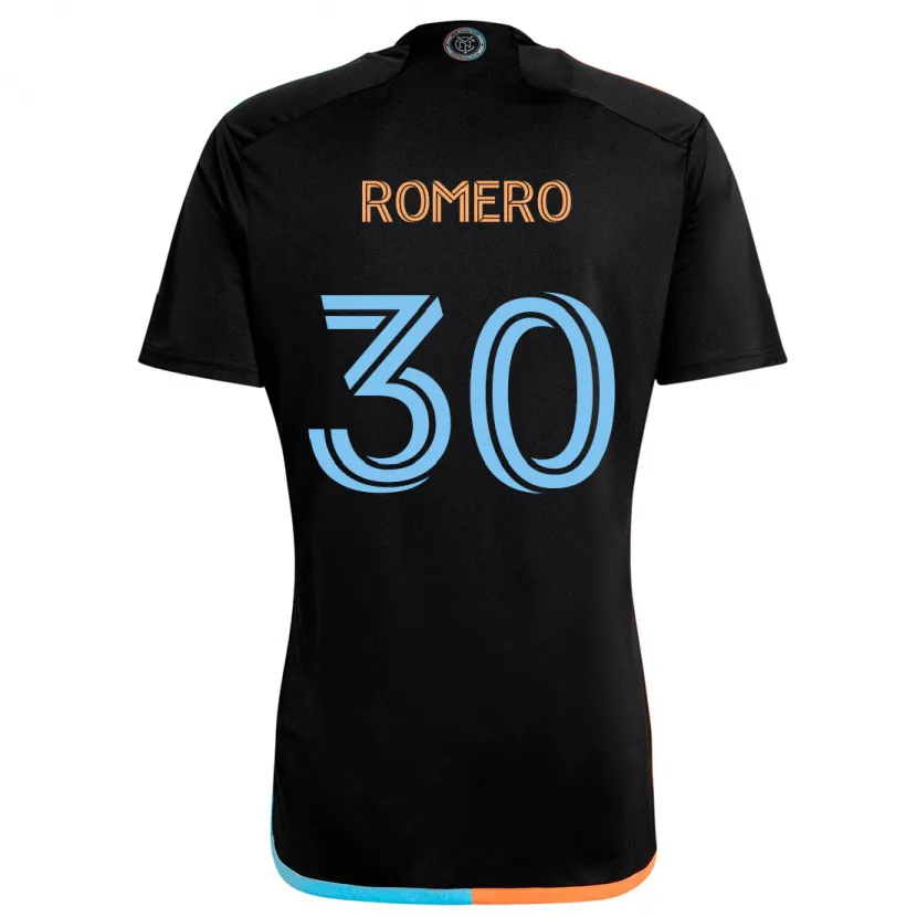 Danxen Kinder Tomás Romero #30 Schwarz Orange Blau Auswärtstrikot Trikot 2024/25 T-Shirt