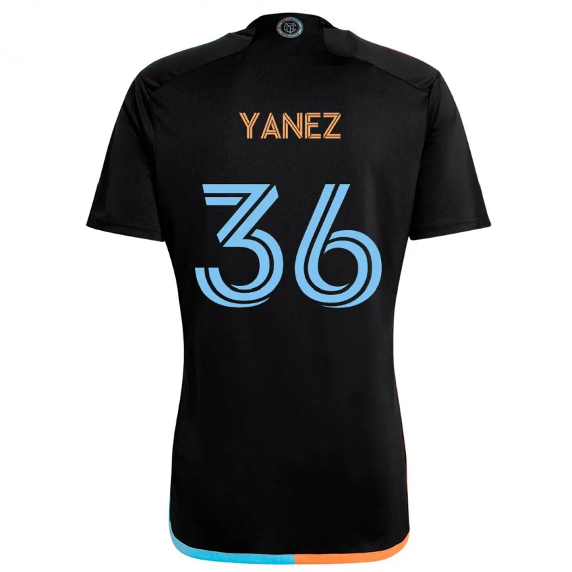 Danxen Kinder Zidane Yañez #36 Schwarz Orange Blau Auswärtstrikot Trikot 2024/25 T-Shirt