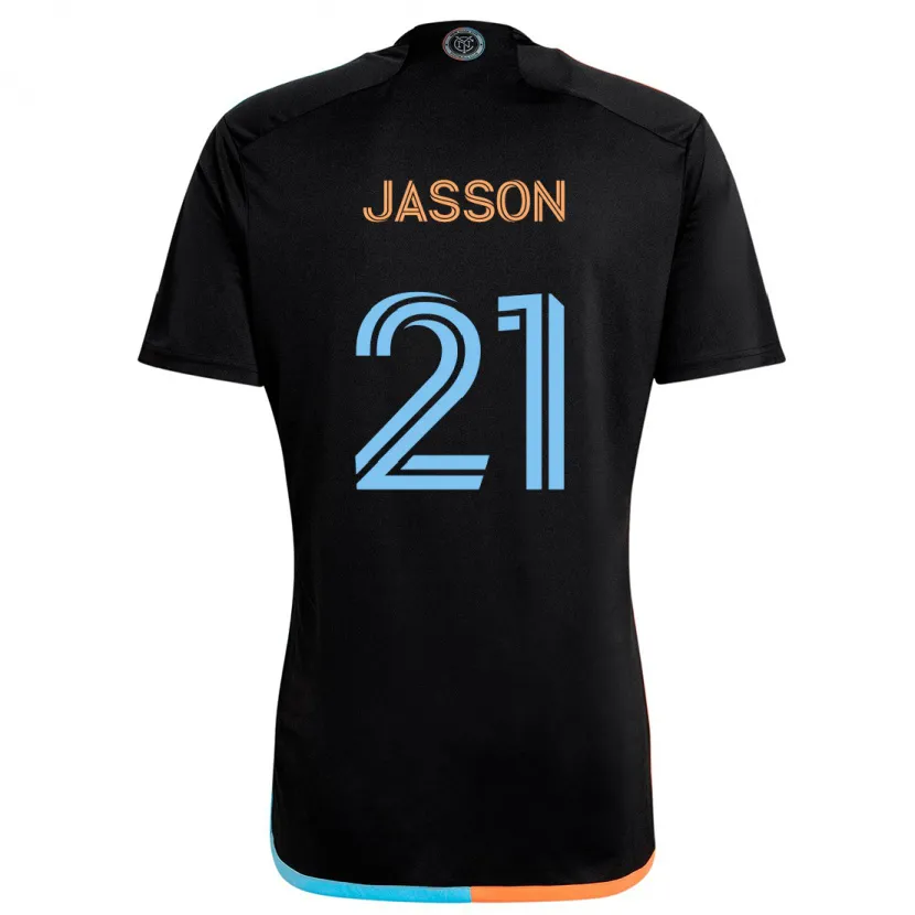 Danxen Kinder Andres Jasson #21 Schwarz Orange Blau Auswärtstrikot Trikot 2024/25 T-Shirt