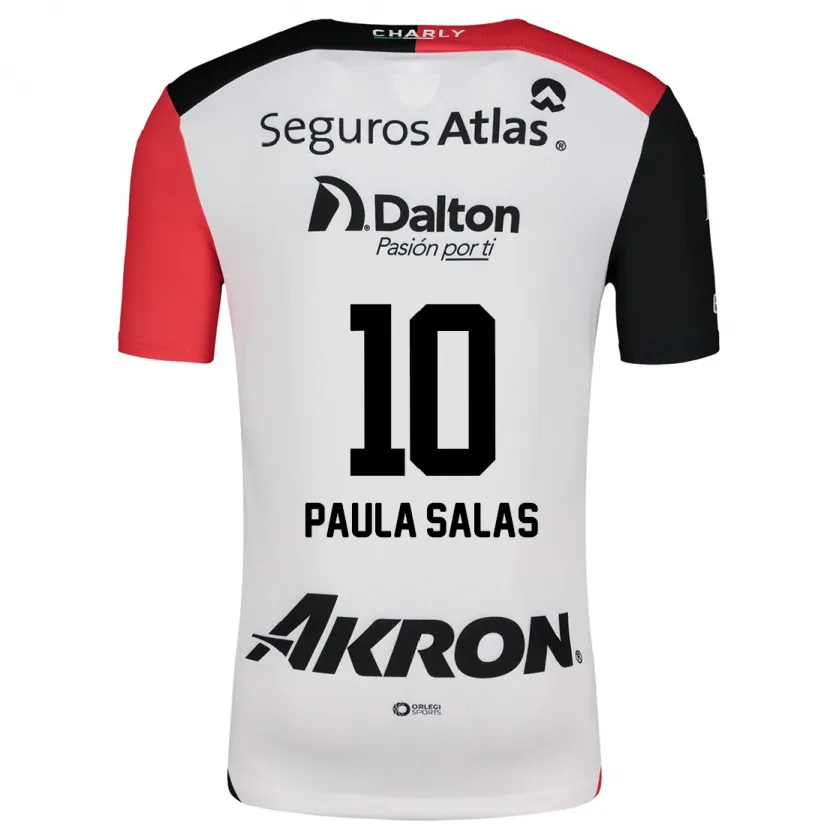 Danxen Kinder María Paula Salas #10 Weiß Rot Schwarz Auswärtstrikot Trikot 2024/25 T-Shirt