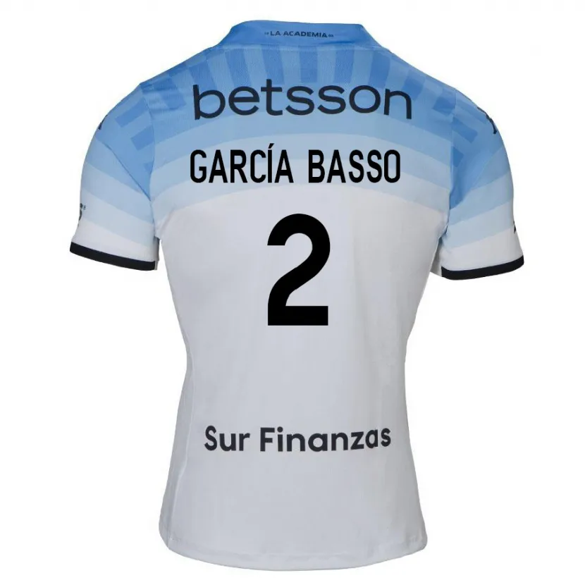 Danxen Kinder Agustín García Basso #2 Weiß Blau Schwarz Auswärtstrikot Trikot 2024/25 T-Shirt