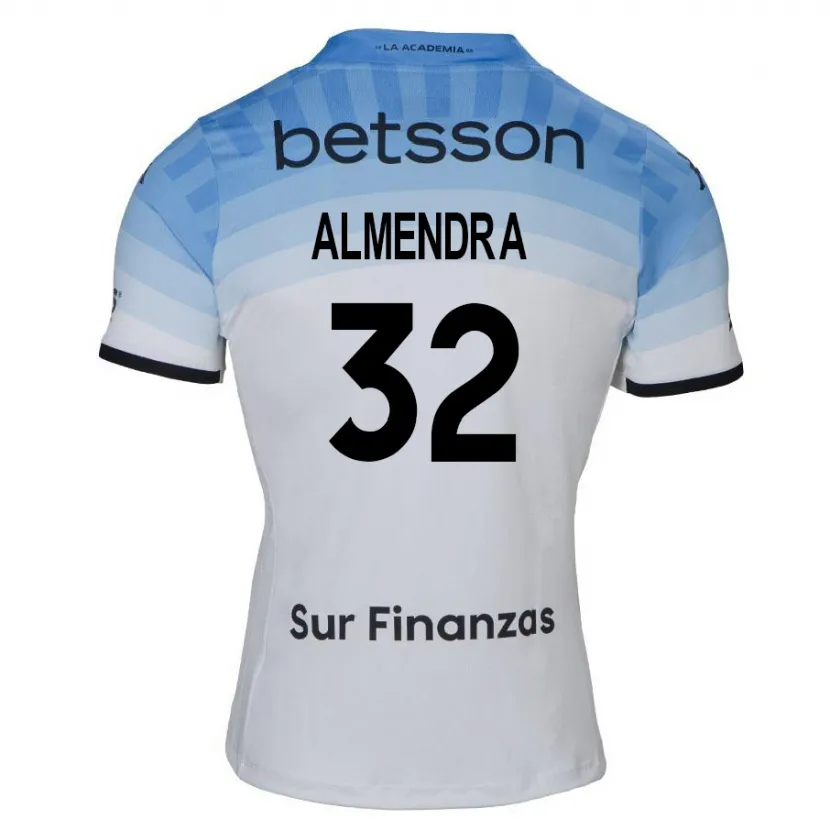 Danxen Kinder Agustín Almendra #32 Weiß Blau Schwarz Auswärtstrikot Trikot 2024/25 T-Shirt