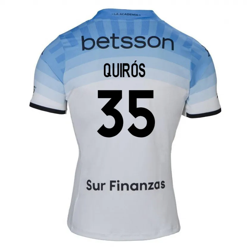 Danxen Kinder Santiago Quirós #35 Weiß Blau Schwarz Auswärtstrikot Trikot 2024/25 T-Shirt