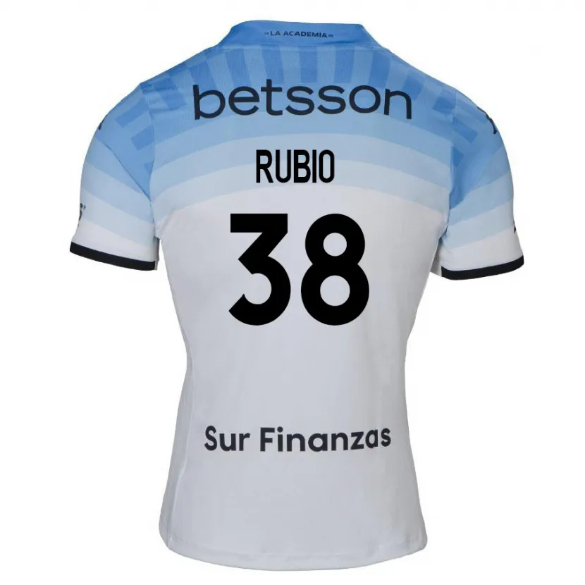 Danxen Kinder Tobías Rubio #38 Weiß Blau Schwarz Auswärtstrikot Trikot 2024/25 T-Shirt