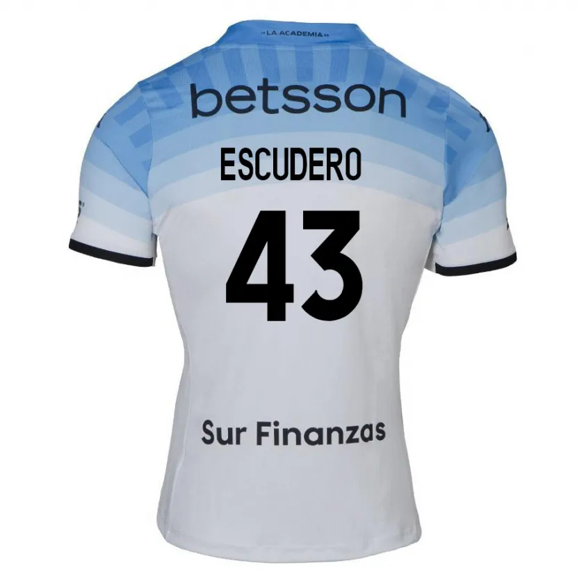 Danxen Kinder Gonzalo Escudero #43 Weiß Blau Schwarz Auswärtstrikot Trikot 2024/25 T-Shirt