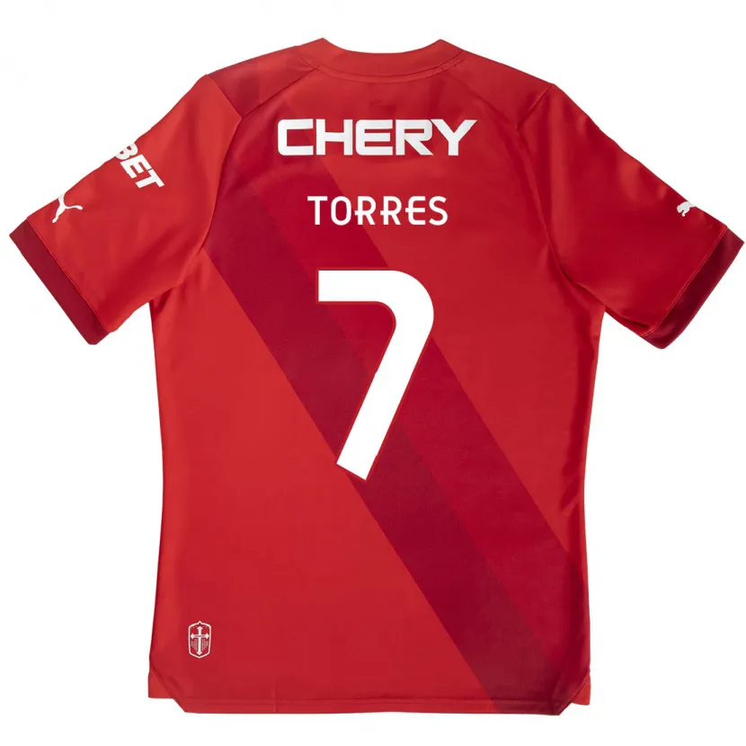 Danxen Kinder Joaquín Torres #7 Rot-Weiss Auswärtstrikot Trikot 2024/25 T-Shirt