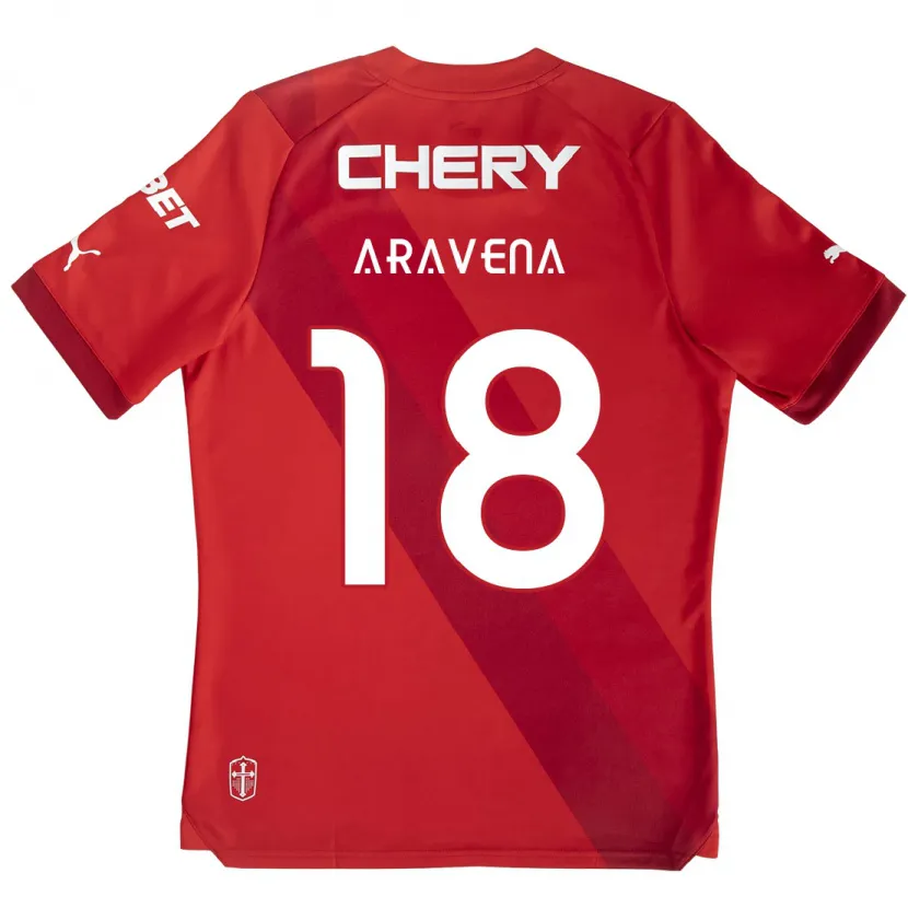 Danxen Kinder Alexander Aravena #18 Rot-Weiss Auswärtstrikot Trikot 2024/25 T-Shirt