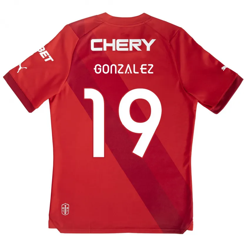 Danxen Kinder Bryan González #19 Rot-Weiss Auswärtstrikot Trikot 2024/25 T-Shirt