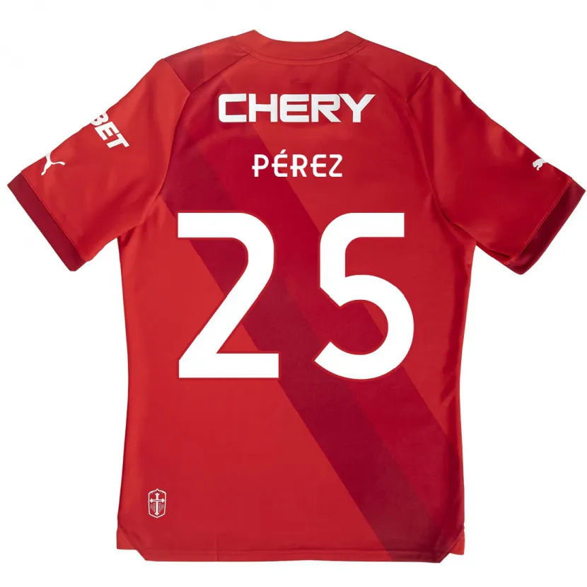 Danxen Kinder Sebastián Pérez #25 Rot-Weiss Auswärtstrikot Trikot 2024/25 T-Shirt