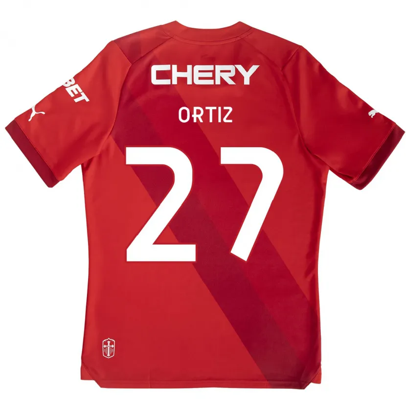 Danxen Kinder Jorge Ortiz #27 Rot-Weiss Auswärtstrikot Trikot 2024/25 T-Shirt