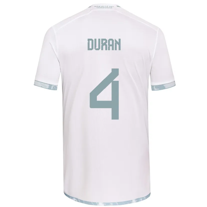 Danxen Kinder Ignacia Durán #4 Weiß Grau Auswärtstrikot Trikot 2024/25 T-Shirt