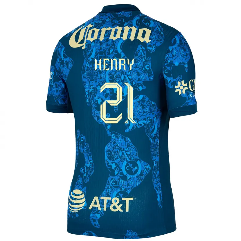 Danxen Kinder Henry Martín #21 Blau Gelb Auswärtstrikot Trikot 2024/25 T-Shirt