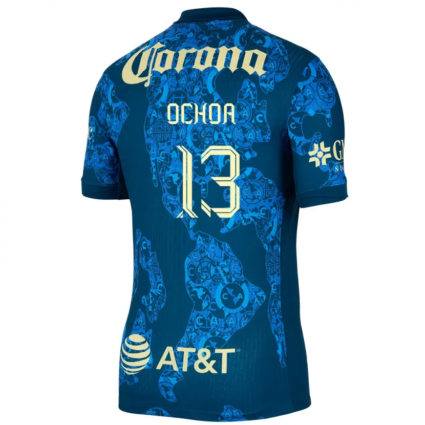 Danxen Kinder Guillermo Ochoa #13 Blau Gelb Auswärtstrikot Trikot 2024/25 T-Shirt