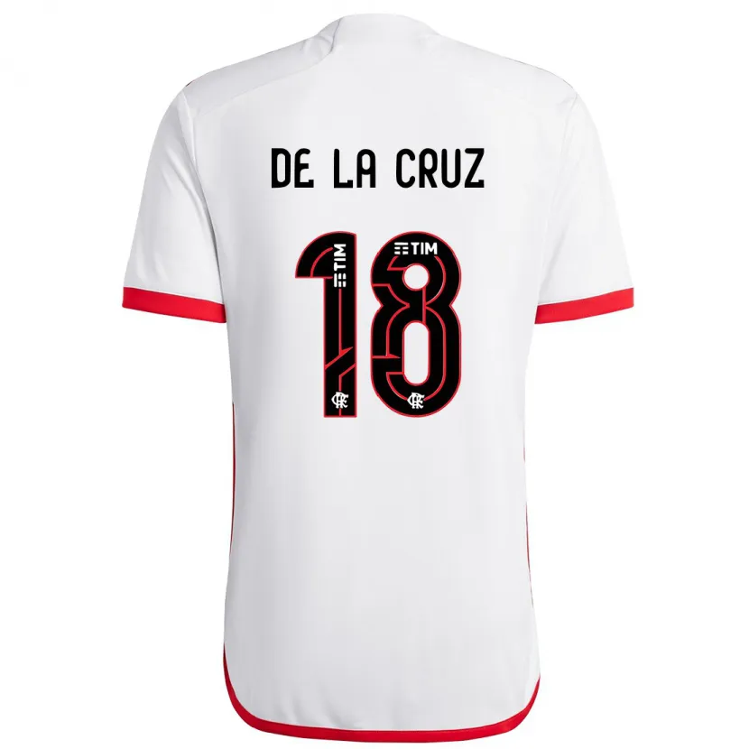 Danxen Kinder Nicolás De La Cruz #18 Weiß Rot Auswärtstrikot Trikot 2024/25 T-Shirt