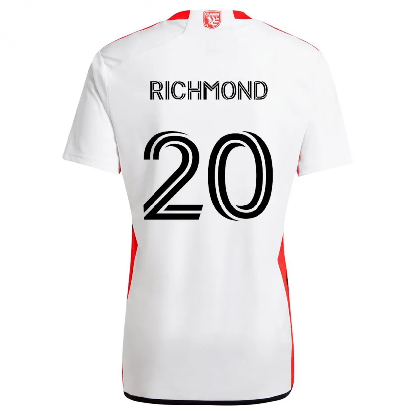 Danxen Herren Will Richmond #20 Weiß Rot Auswärtstrikot Trikot 2024/25 T-Shirt